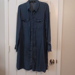 ABS by Allen Schwartz Denim Shirt Dress W/Pockets Sz L